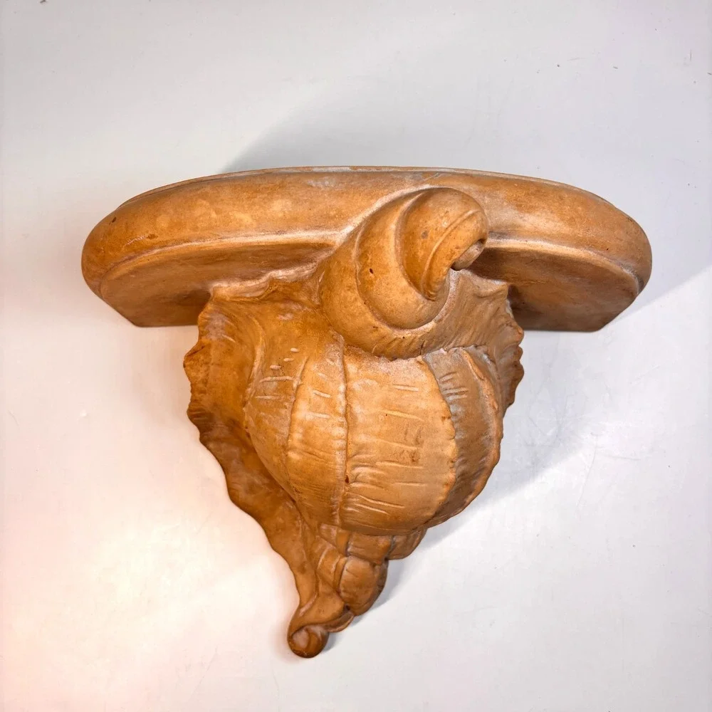Vintage Plaster Conch Shell Wall Sconce Shelf Bracket Coastal‎ Decor Accent, 12